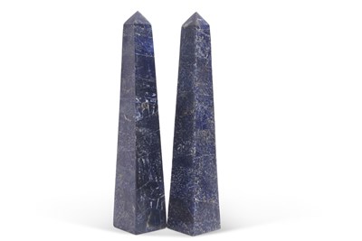 Lot 97 - A pair of large polished Lapis Lazuli obelisks,...