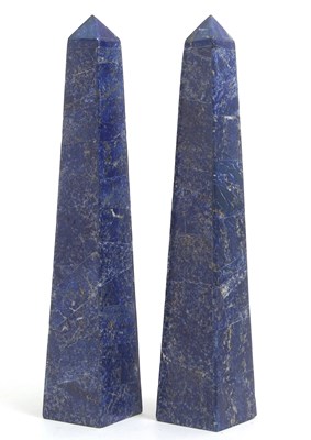 Lot 97 - A pair of large polished Lapis Lazuli obelisks,...