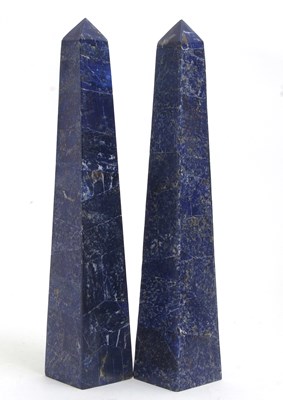 Lot 97 - A pair of large polished Lapis Lazuli obelisks,...
