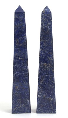 Lot 97 - A pair of large polished Lapis Lazuli obelisks,...