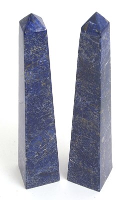 Lot 97 - A pair of large polished Lapis Lazuli obelisks,...