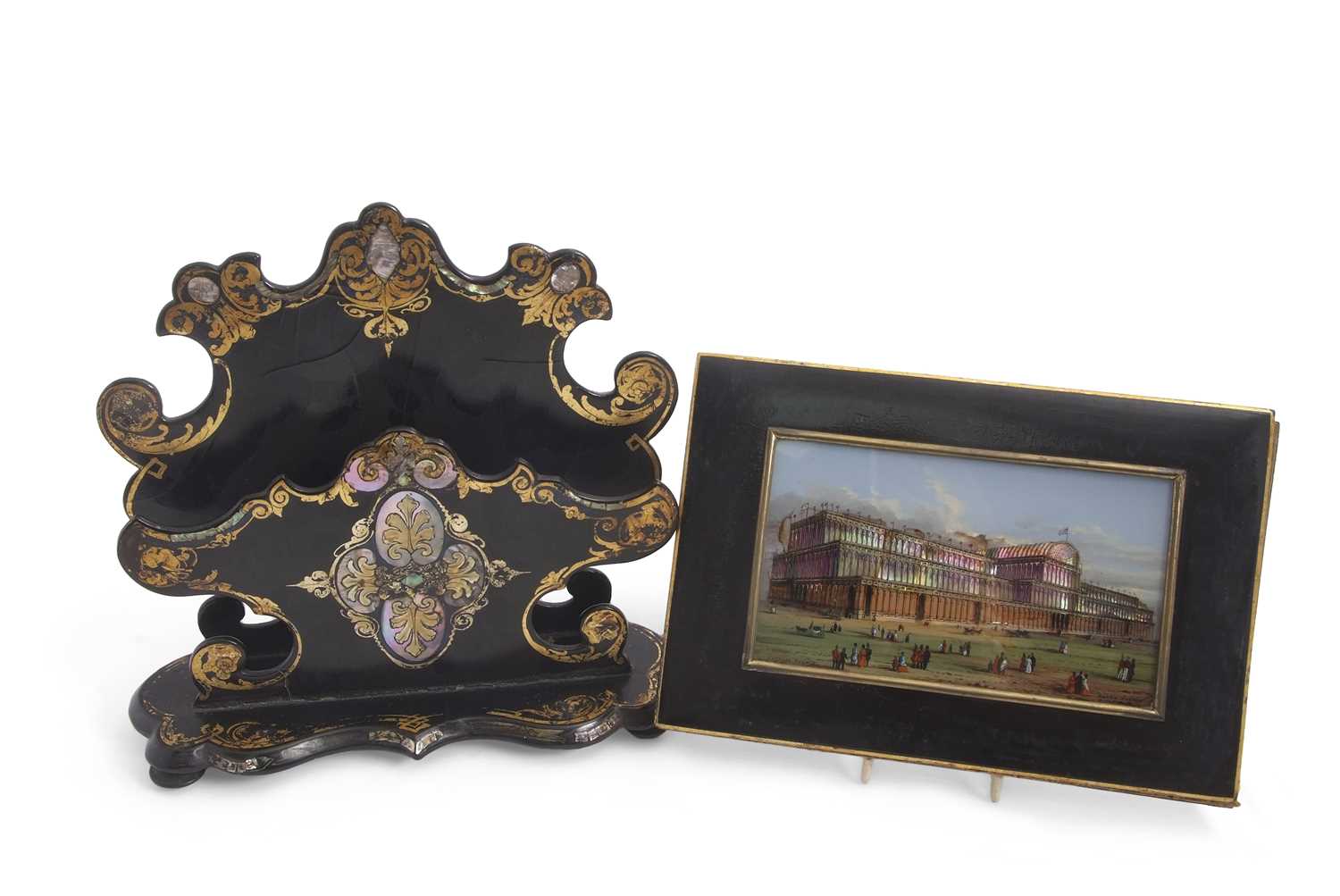Lot 100 - A Victorian papier mache desk blotter or...