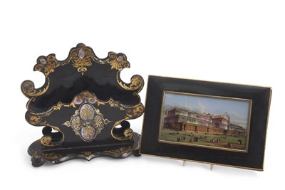 Lot 100 - A Victorian papier mache desk blotter or...