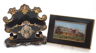 Lot 100 - A Victorian papier mache desk blotter or...