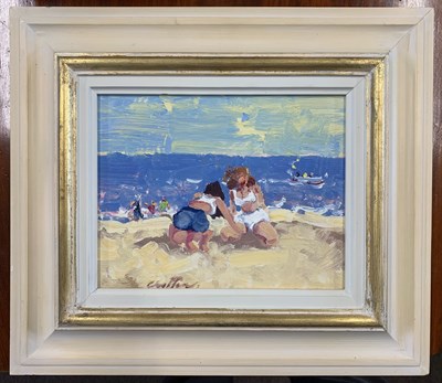 Lot 21 - Geoffrey Chatten (1938-2025) Beach scene, oil...