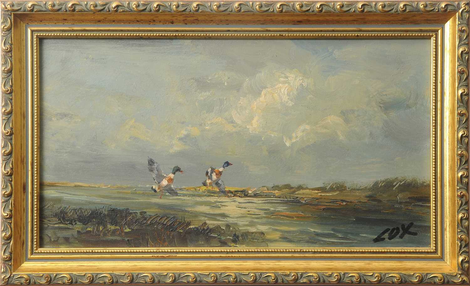Lot 630 - Jack Cox (1914-2007), Ducks alighting over...
