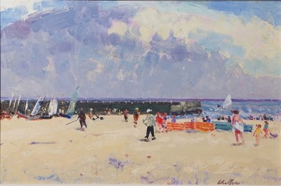 Lot 639 - Geoffrey Chatten (1938-2025), Beach scene with...