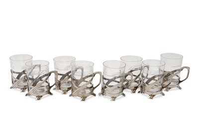 Lot 151a - WMF: Set of 8 White Metal Art Nouveau Glass Holders