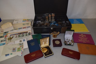 Lot 171 - Metal cash tin containing a range of mainly...
