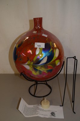 Lot 185 - Modern Polish coloured glass sphere on metal...
