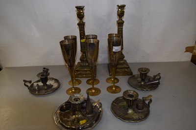 Lot 203 - Mixed Lot: A pair of French pressed brass...