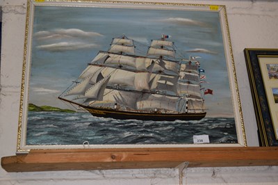 Lot 238 - J.Taylor study of The Flying Cloud, oil on board