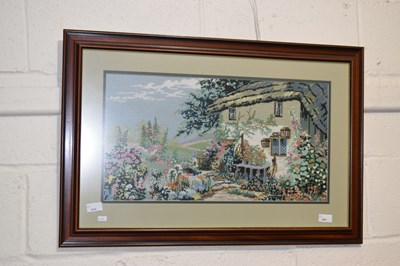 Lot 244 - Framed modern tapestry picture of a country...