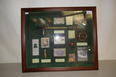 Lot 253 - Modern montage of fishing equipment and prints