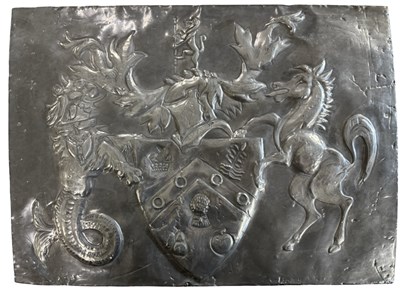 Lot 1059 - HERALDRY. Vintage Metal Bas-Relief Plaque....