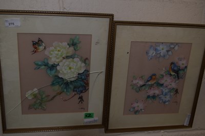 Lot 275 - A pair of modern Oriental studies flowers with...