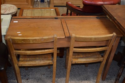 Lot 293 - Vintage school desk and two chairs