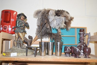 Lot 524 - A cast metal door stop, a marble decanter and...