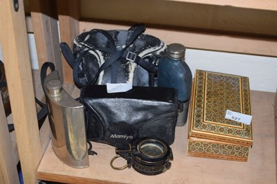 Lot 527 - Camers, compass, hip flask etc