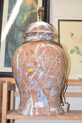 Lot 542 - A large pottery table lamp