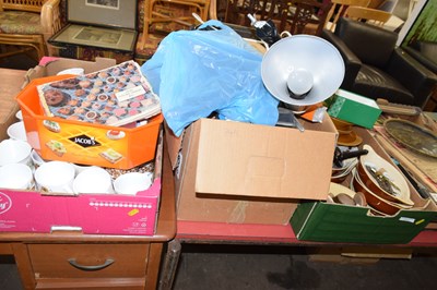 Lot 749 - Box of various mugs together with a box of...
