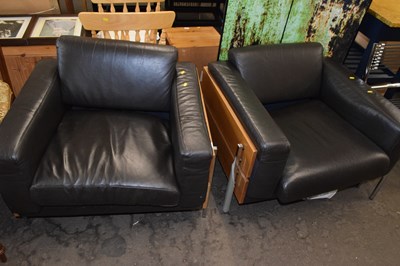 Lot 786 - A pair of modern light wood framed armchairs...