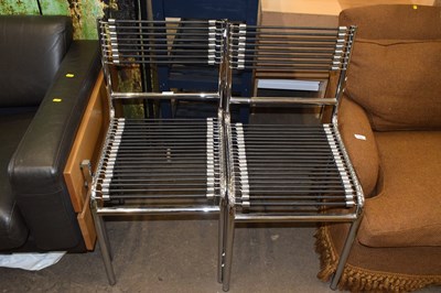 Lot 787 - Pair of modern dining chairs with elasticated...
