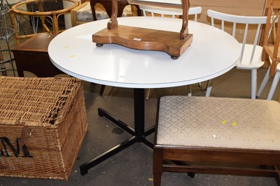 Lot 832 - A white melamine circular pedestal dining table