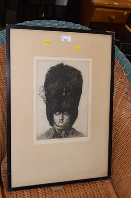 Lot 836 - A monochrome print Soldier with bearskin hat