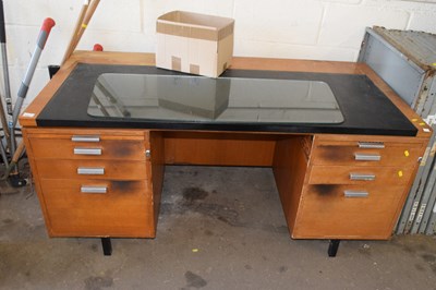 Lot 839 - A retro twin pedestal office desk