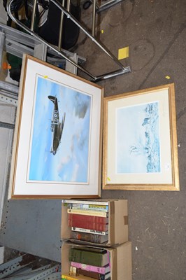 Lot 861 - A coloured print of a Spitfire together with a...