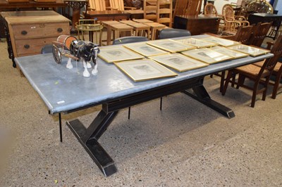 Lot 379 - A large rectangular zinc topped modern dining...