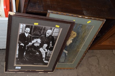Lot 815 - A framed print of Queen Victoria and a further...