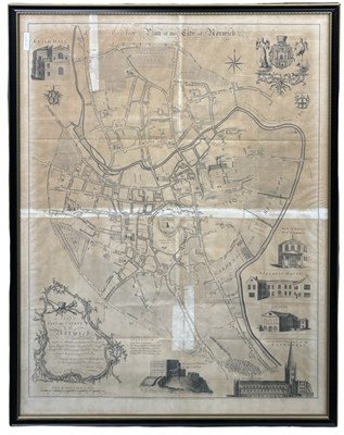 Lot 1050 - Samuel King: A New Plan for the City of Norwich Engraved Plan 1766