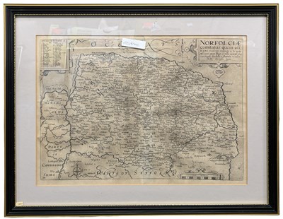 Lot 1054 - Saxton: Engraved Map of Norfolk 17th Century