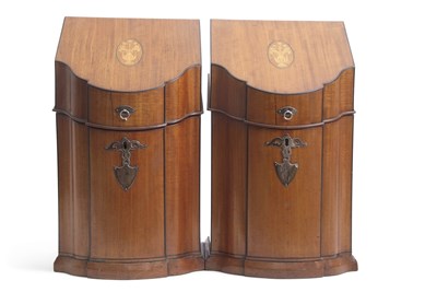 Lot 450 - A pair of Georgian mahogany and inlaid wedge...