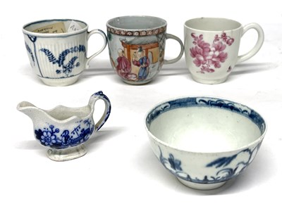 Lot 316 - Group of 18th Century Cups Including a Lowestoft Example by the Tulip Painter