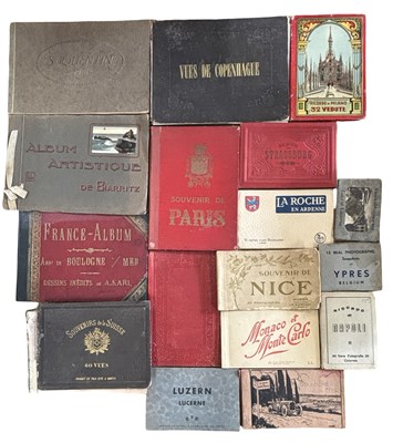 Lot 1176 - SOUVENIR VIEW BOOKS. Two small boxes of...