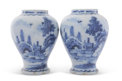 Lot 224 - Pair of 18th Century Dutch Delft vases with...