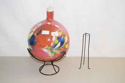 Lot 7 - Modern Polish coloured glass sphere on metal...