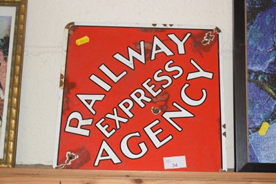 Lot 34 - An enamel sign for The Railway Express Agency...