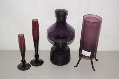 Lot 501 - Quantity of aubergine coloured glass