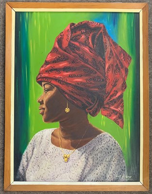 Lot 2 - Josy Ajiboye (Nigerian,b.1948), Portrait of a...