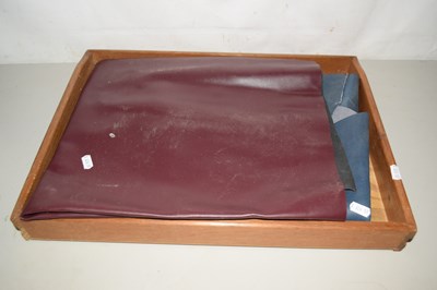Lot 507 - Wooden tray and a quantity of leather