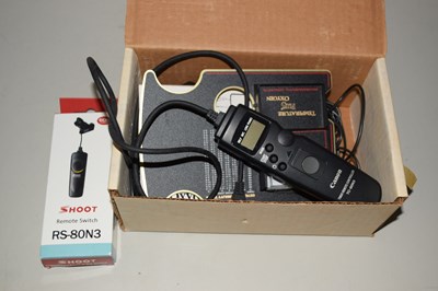 Lot 526 - Canon timer remote controller and other...