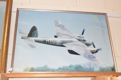Lot 558 - Plane in flight photographic print, framed