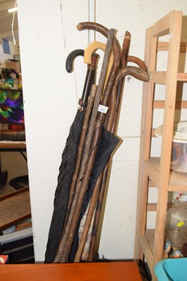 Lot 638 - Quantity of walking sticks and umbrellas