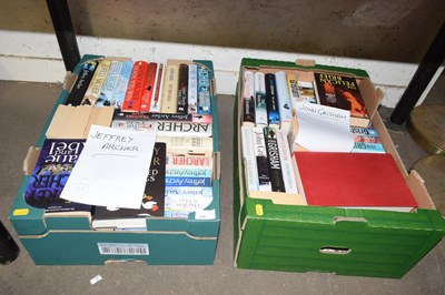 Lot 647 - Two boxes of hardback and paperback fiction to...