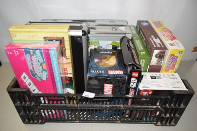 Lot 662 - Box of jigsaws, Marvel Bluetooth helmet, Star...