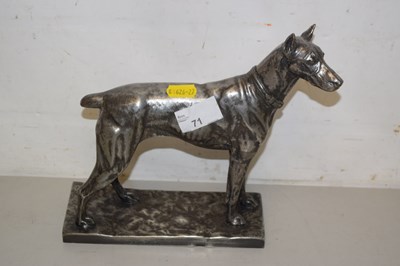 Lot 71 - A model of a Doberman with metal finish on...